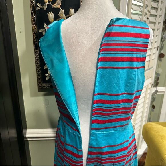 Talbots Blue and Red Striped A Line Dress Size 10 - Picture 8 of 11